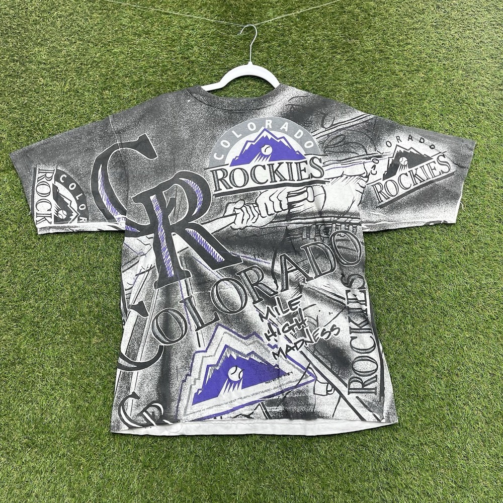 1991 Colorado Rockies AOP Shirt Mens Medium Baseball MLB Graphic 90s